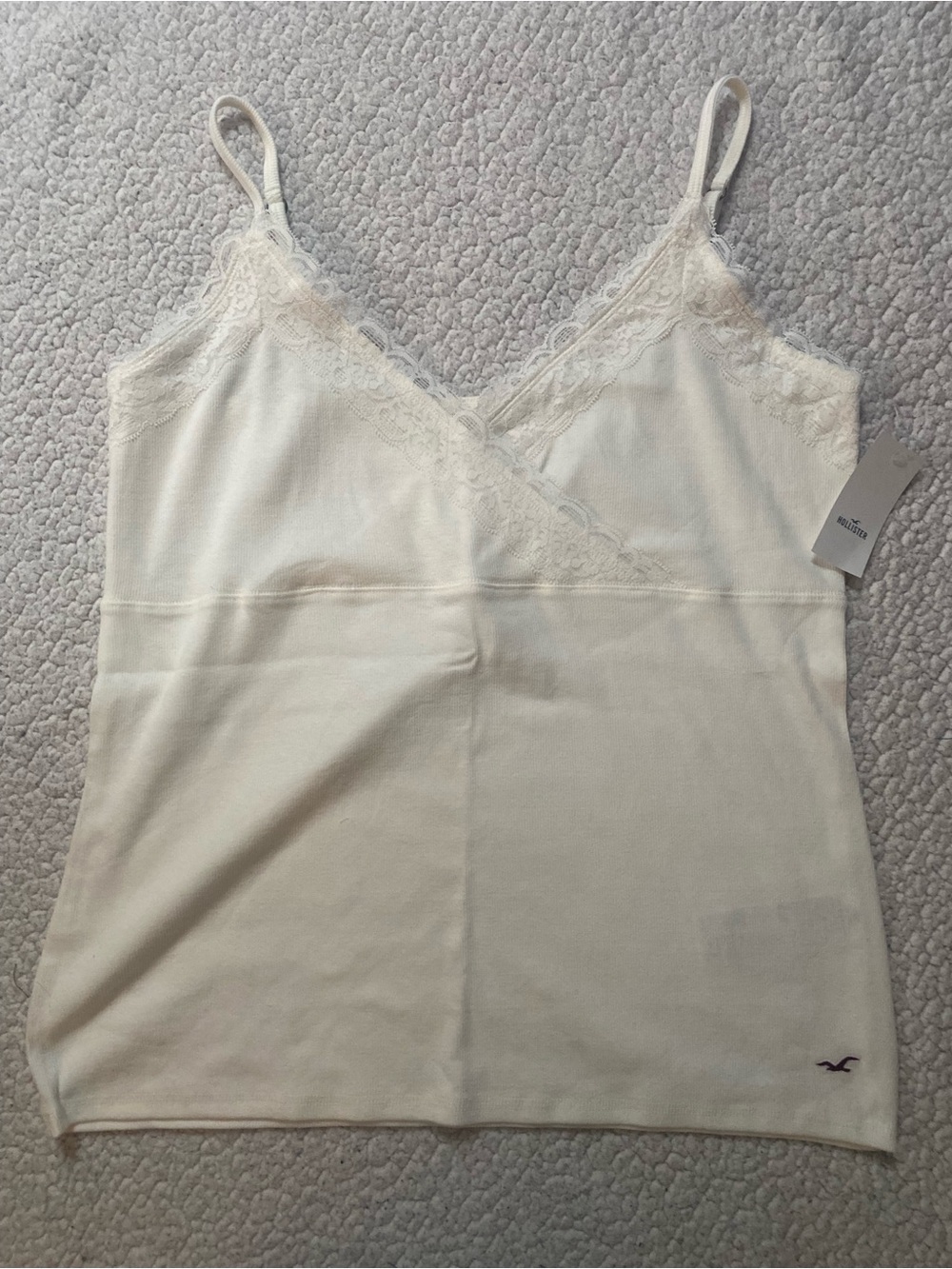 Hollister Ivory Lace-Trim Camisole Tank